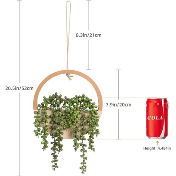 2pcs Artificial Succulents Hanging Plants 12.2'' Fake String of Pearls in Pot - Picture 2 of 7